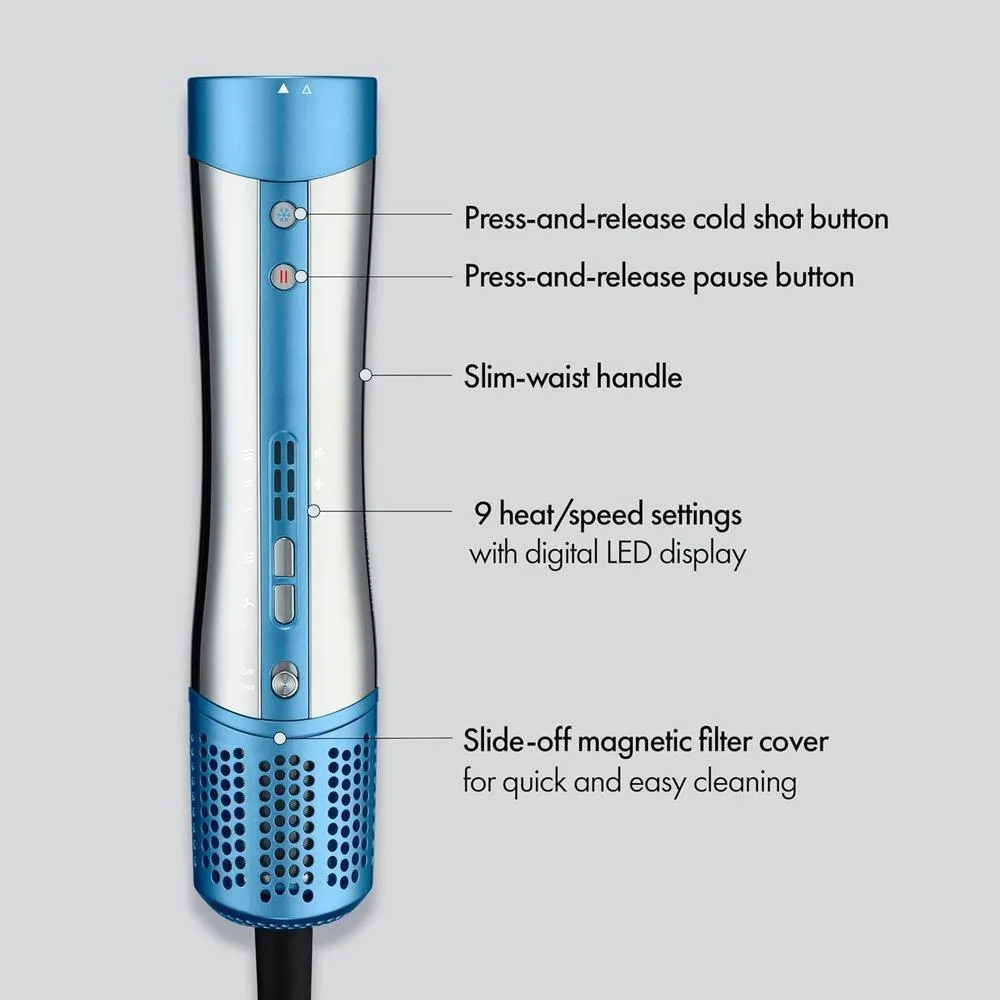 StyleSwitch Ionic Multi-Styler con 5 accesorios, secador de cabello, cepillo de aire caliente y voltaje automático dual