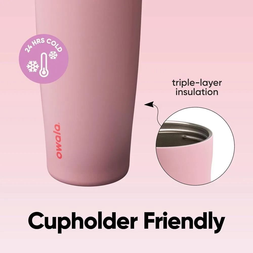 Botella de agua Owala FreeSip Sway de acero inoxidable con pico de dos vías, pajita y asa de cubo, libre de BPA