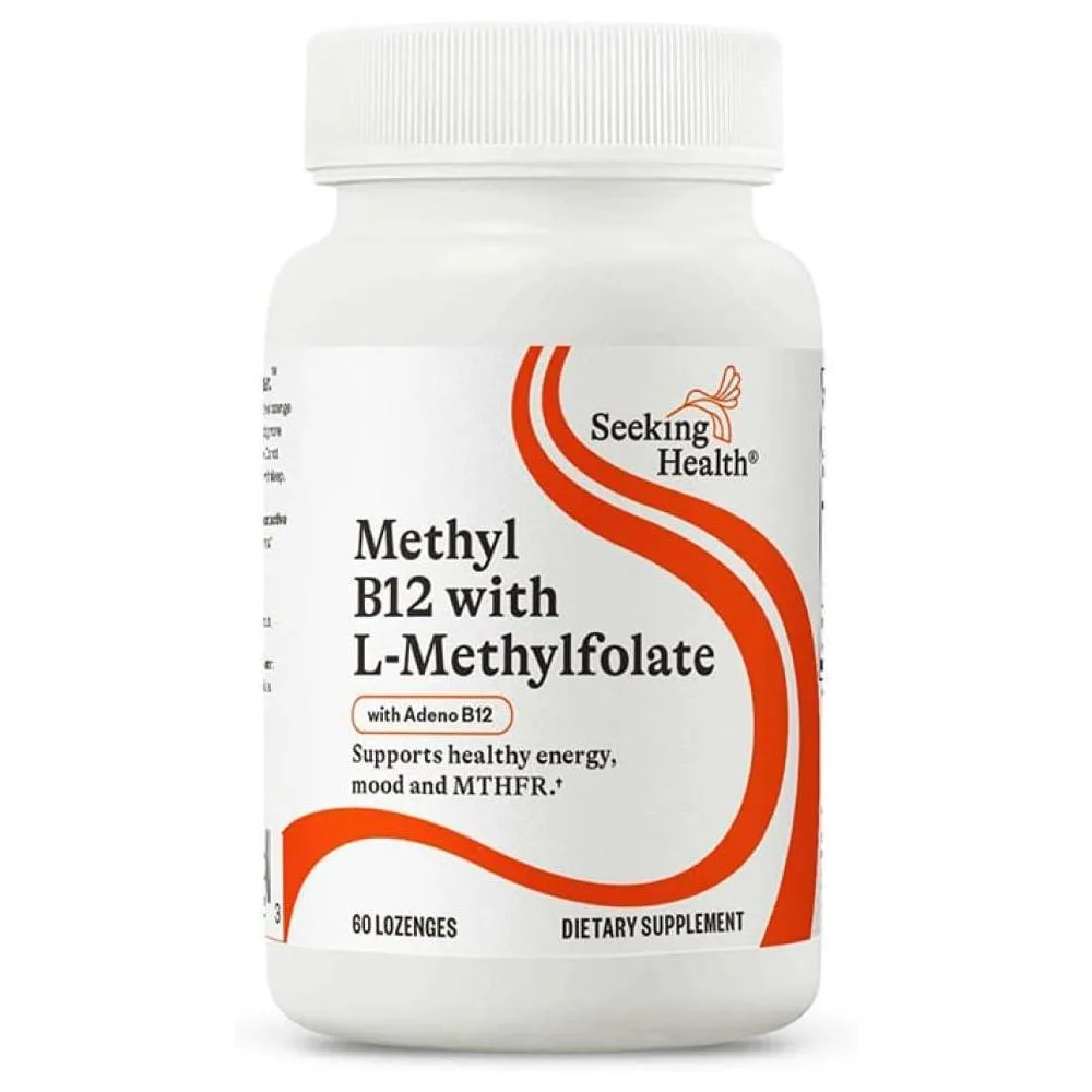 Seeking Health Methyl B12 with L-Methylfolate - MTHFR Support Supplement - Methylation Support Supplement - Lozenges to Support Brain Health & Energy - 60 Lozenges