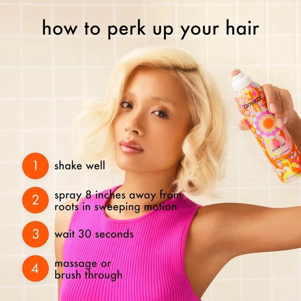 amika Champú seco sin talco, refresca raíces con volumen sin residuos blancos para todo tipo de cabello
