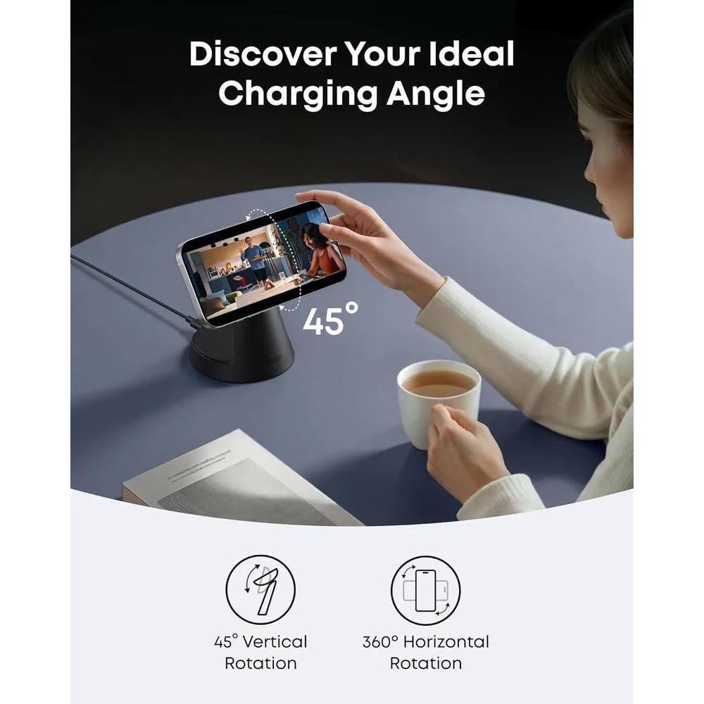 Anker MagSafe Cargador Compatible con iPhone 17/16/15/14, Apple Watch y AirPods, Estación de Carga 3 en 1 MagGo