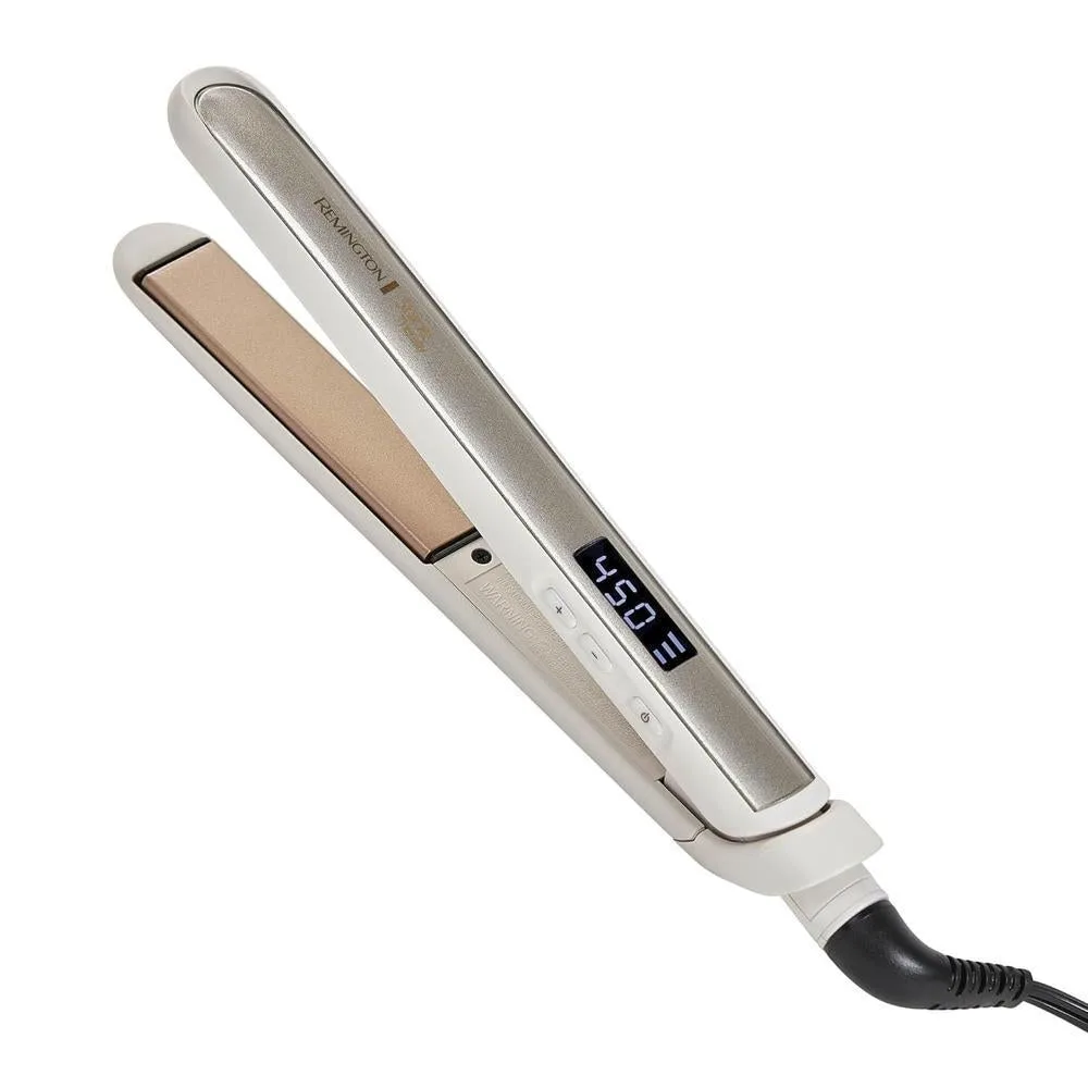 Plancha Remington Shine Therapy infundida con aceite de argán y queratina para un acabado profesional y sin encrespamientos