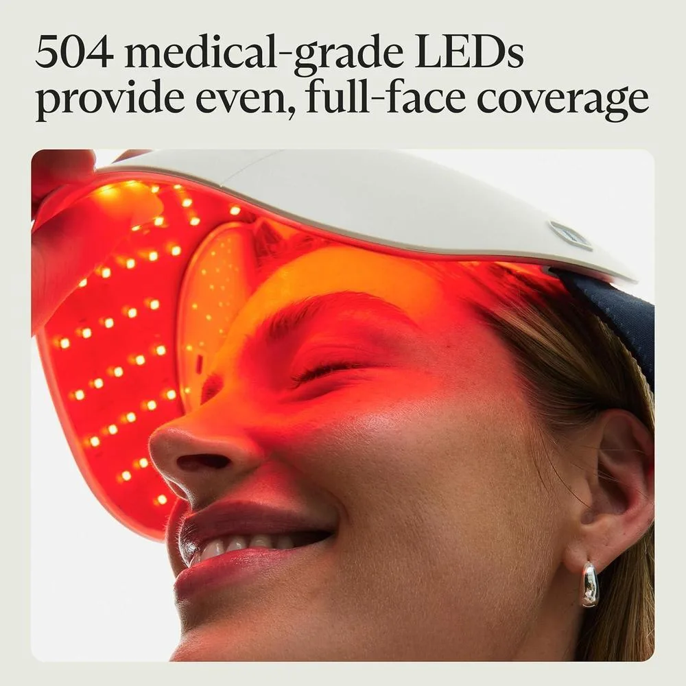 Therabody TheraFace Mask Glo, máscara LED inalámbrica para cuidado de la piel con luz roja, azul e infrarroja y masaje relajante