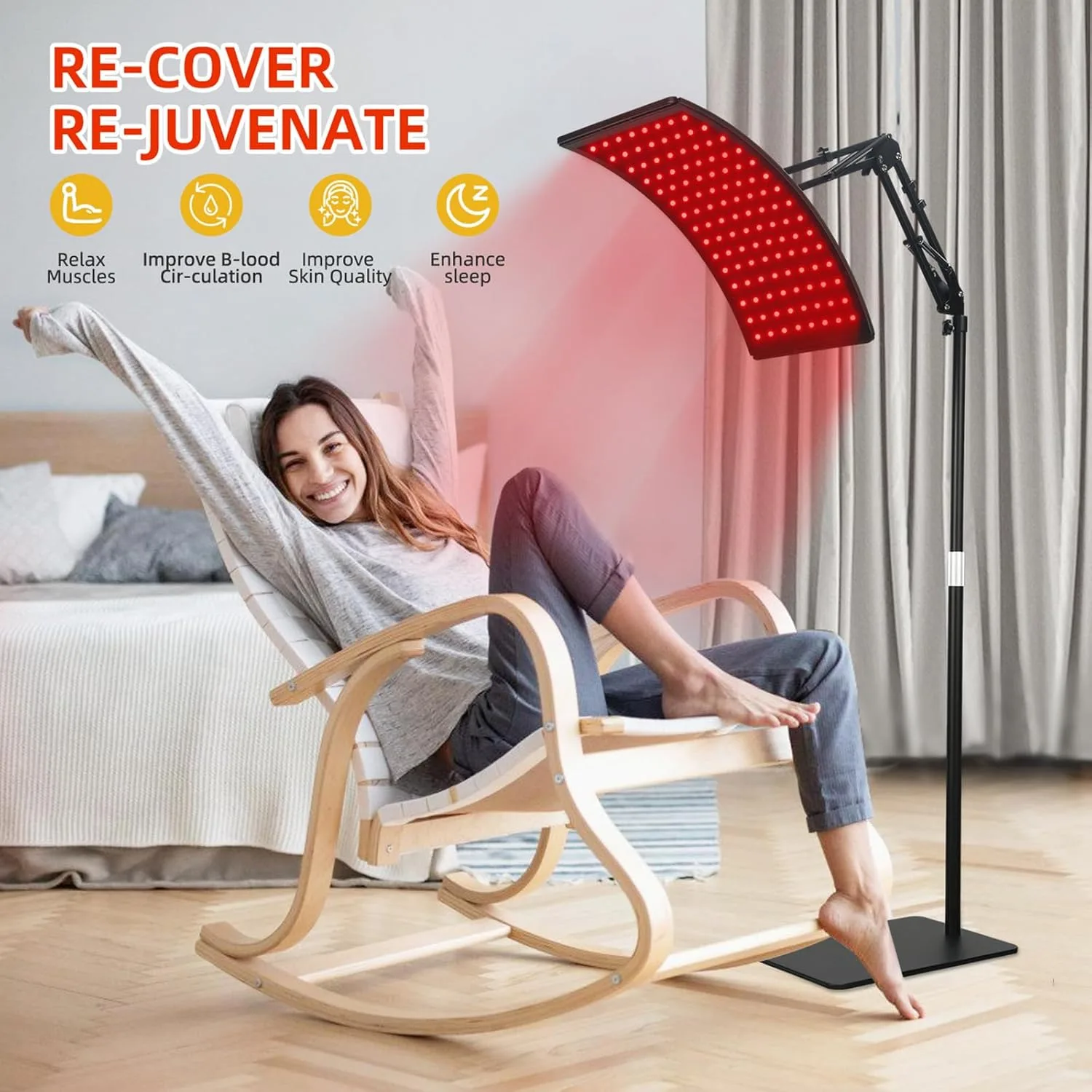 Viconor Lámpara de Terapia de Luz Roja e Infrarroja con Soporte Ajustable