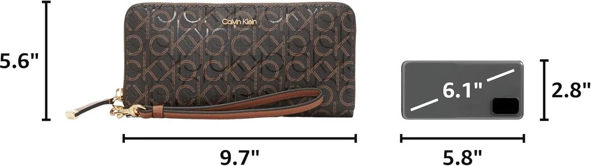Calvin Klein Women's Key Item Saffiano Continental Zip Around Wallet With Wristlet Strap