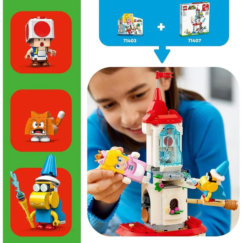 LEGO Super Mario Set de Expansión Traje de Gato Peach y Torre Helada 71407 para Niños con 494 Piezas de Juego