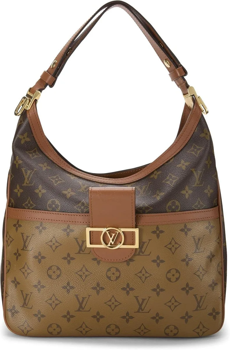 Louis Vuitton, Pre-loved Monogram Reversed Dauphine Hobo MM, Brown