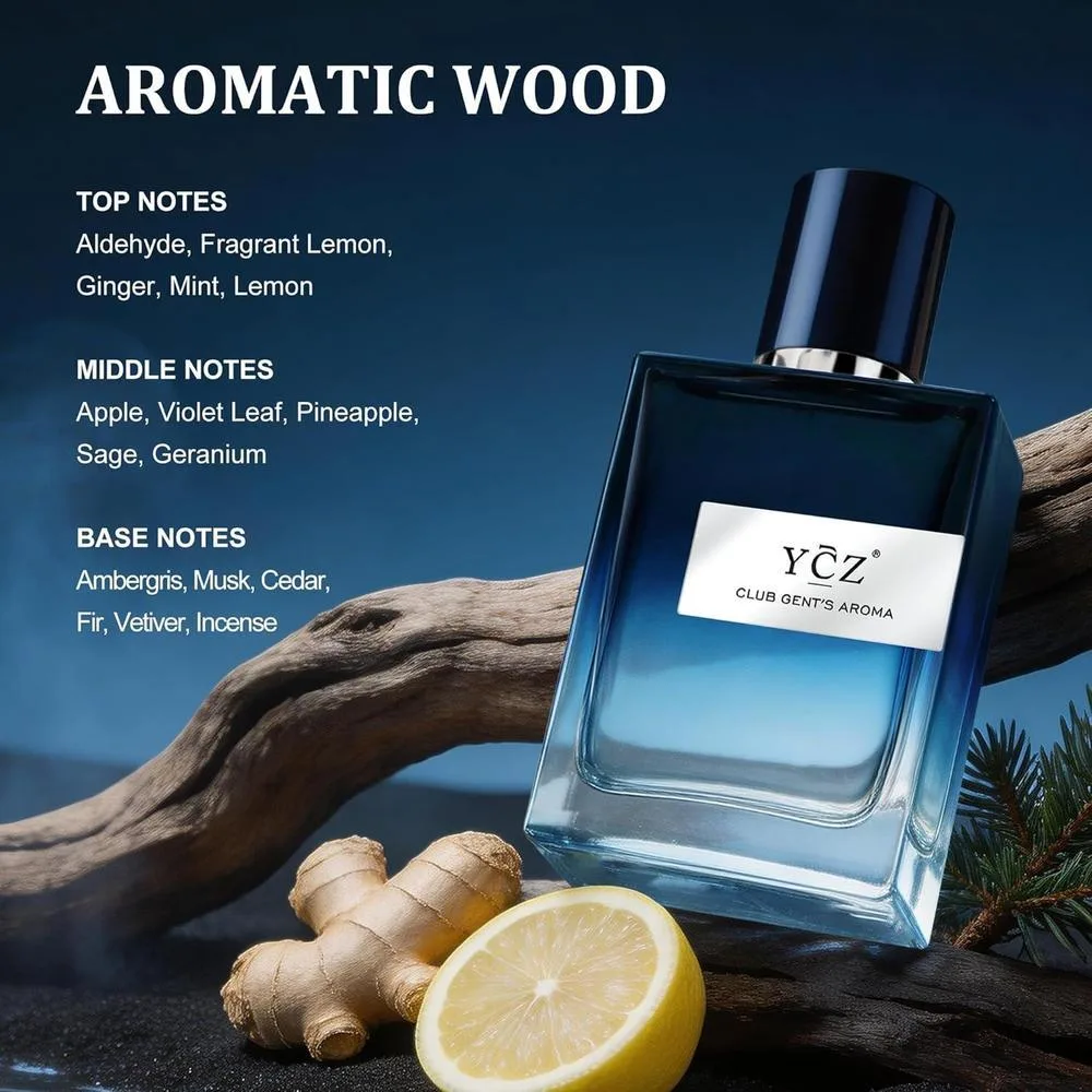 Ycz Club Perfume para hombres, fragancia esencial de larga duración con notas aromáticas amaderadas de aldehído
