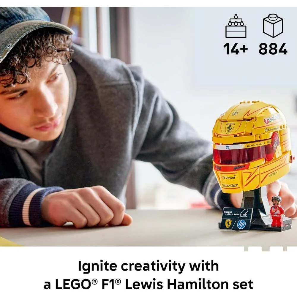 LEGO Ediciones Scuderia Ferrari Casco de Lewis Hamilton Juego de construcción para adolescentes y fanáticos de F1