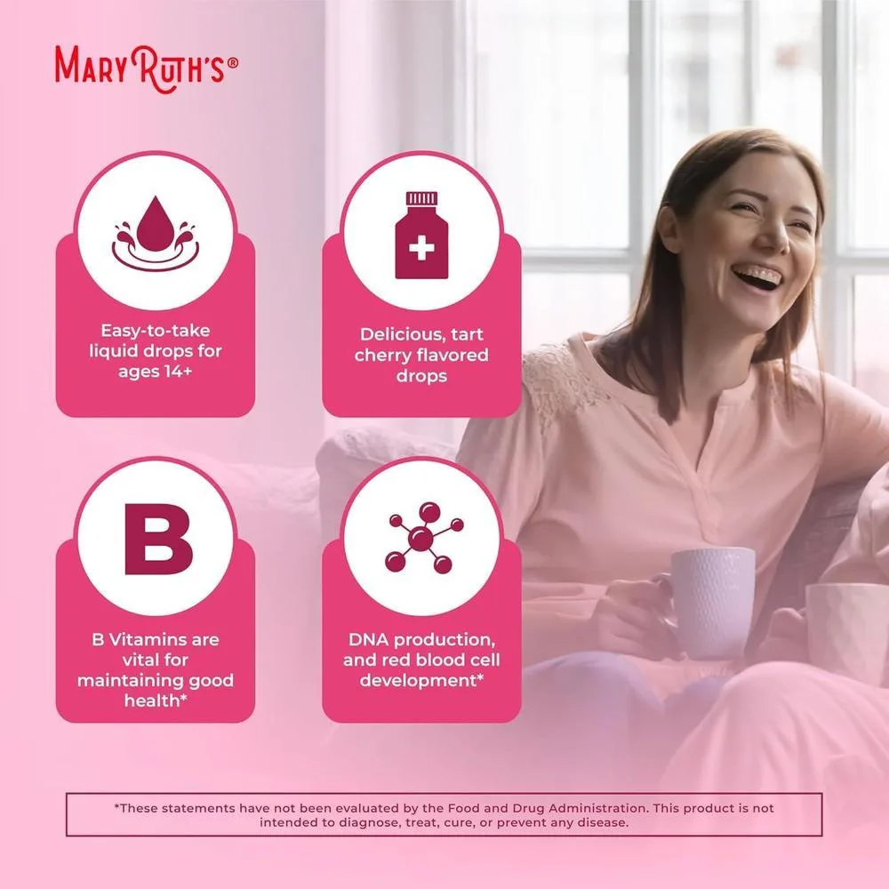 MaryRuth Organics Complejo de Vitamina B, Suplemento Vegano y Orgánico con Biotina, Vitamina B12 y Niacina, Apoyo Metabólico