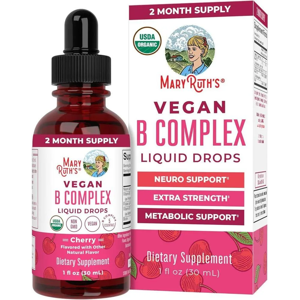 Vitaminas Complejo B Orgánico Maryruth's con Biotina, B12, Niacina y Ácido Fólico