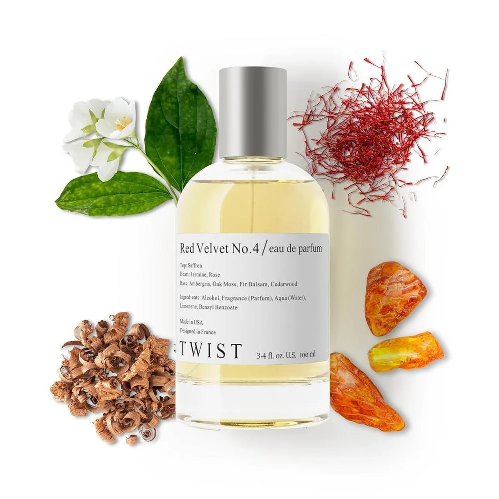 Twist - Eau De Parfum Red Velvet No. 4, inspirado en Baccarat Rouge 540, perfume vegano de larga duración para hombres y mujeres
