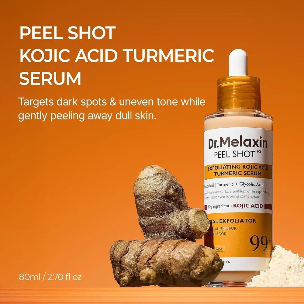 Suero Dr.Melaxin Exfoliante Ácido Kójico Y Cúrcuma 80ml Piel Radiante Y Corrección De Manchas