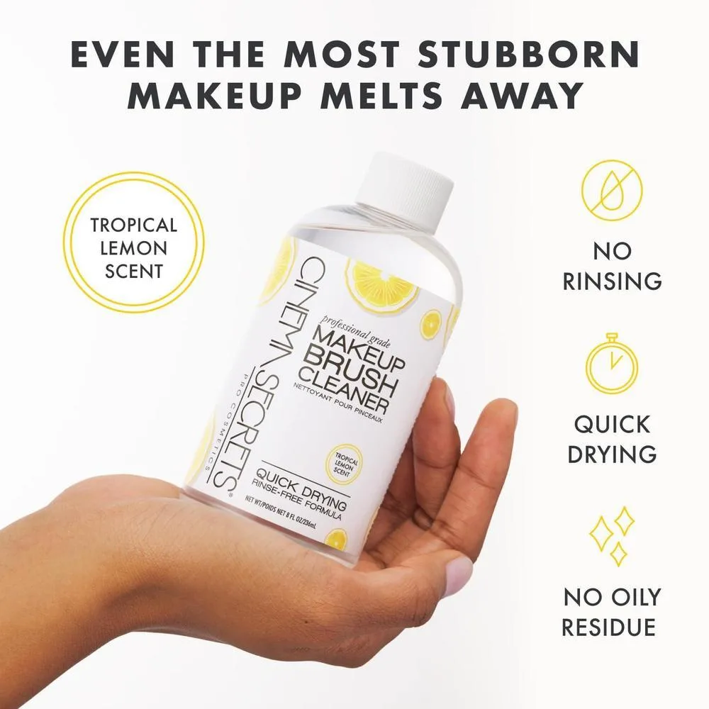 Limpiador profesional de brochas de maquillaje Cinema Secrets, fórmula rápida y sin enjuague, elimina maquillaje resistente
