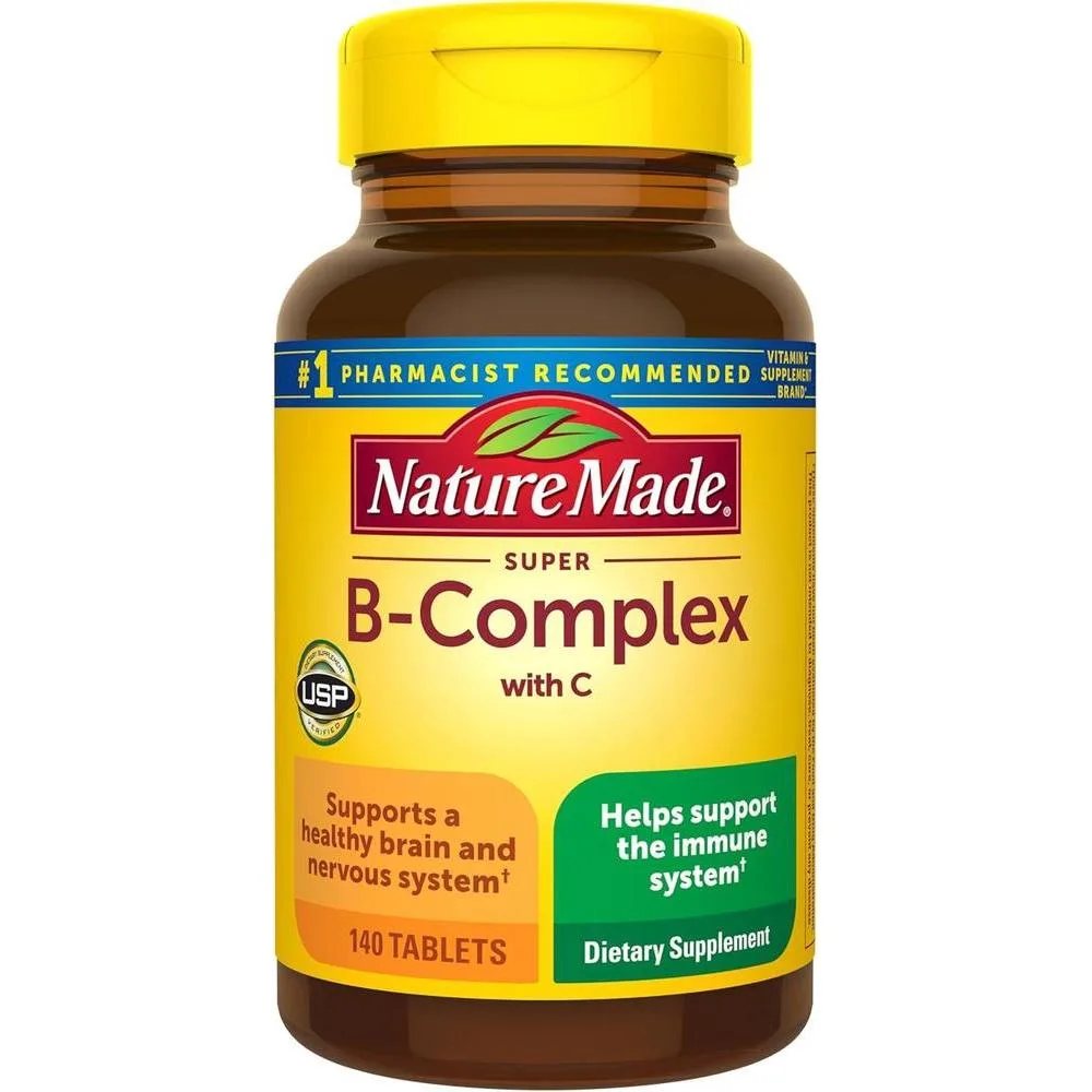 Complejo Vitamínico Nature Made Super B con Vitamina C y Ácido Fólico, 140 Tabletas