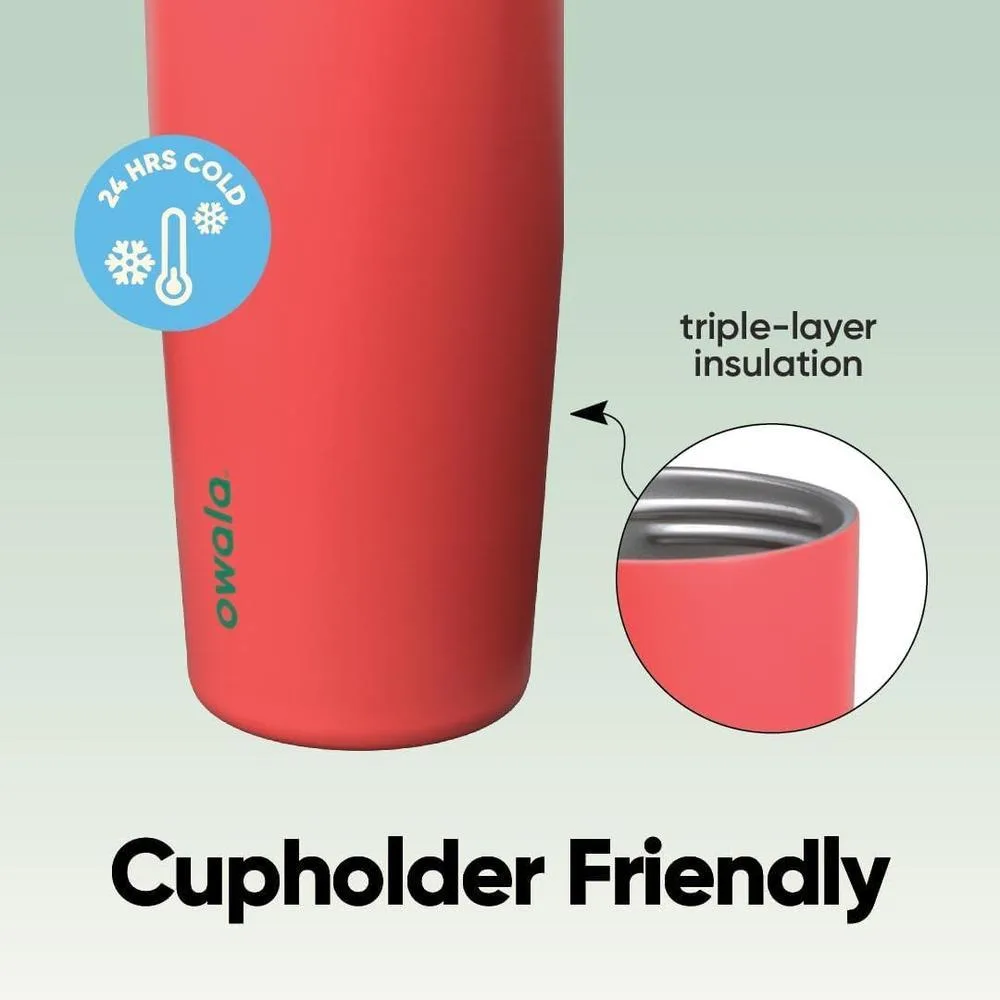 Botella de agua Owala FreeSip con aislamiento de acero inoxidable, boquilla 2-en-1 y asa de cubo, ideal para viajes y deportes