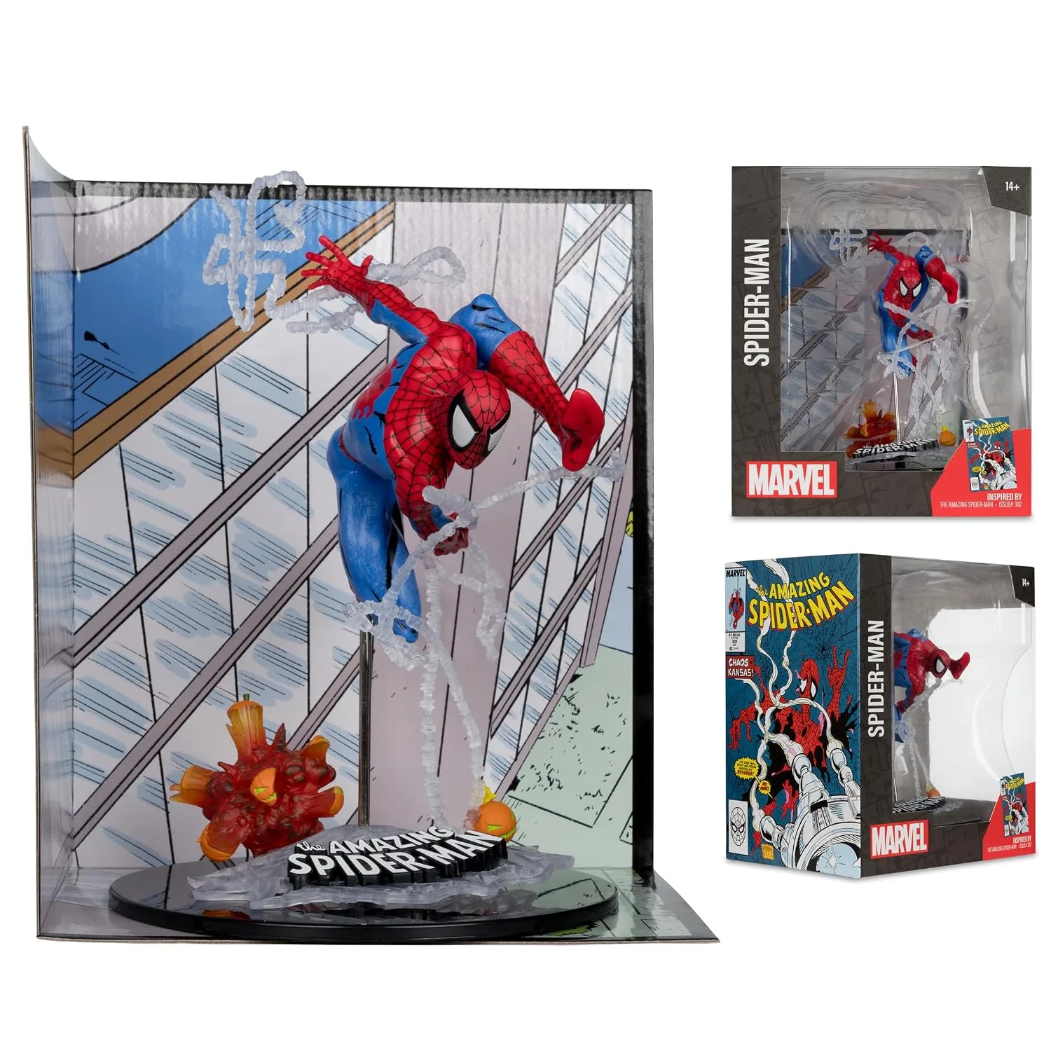 McFarlane Toys Marvel Spider-Man Escala 1:10 con Escena (The Amazing Spider-Man #302)