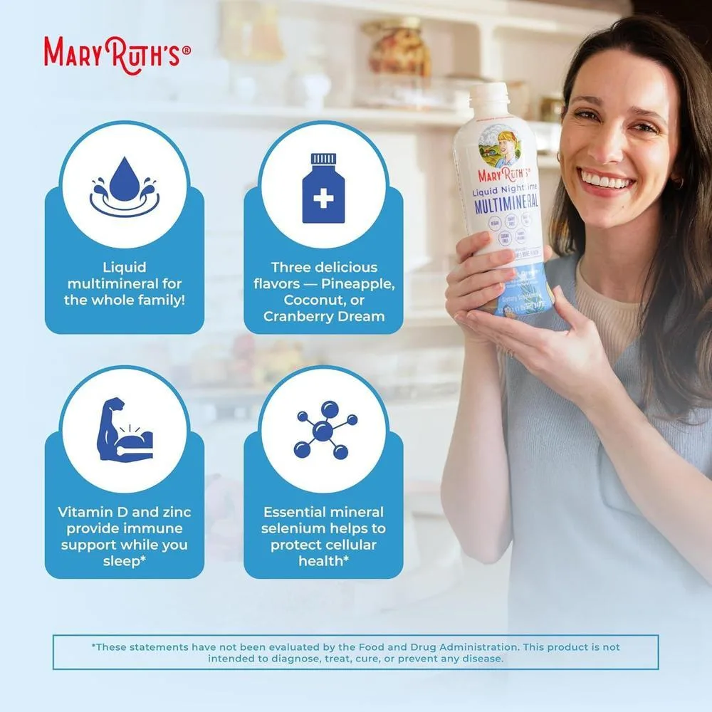 Multimineral líquido natural para dormir, vegano sin melatonina, con magnesio, calcio y vitaminas, sabor coco y sin OMG