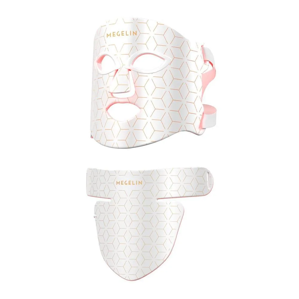 Mascarilla facial LED Megelin 7 colores con terapia de luz roja para rostro y cuello