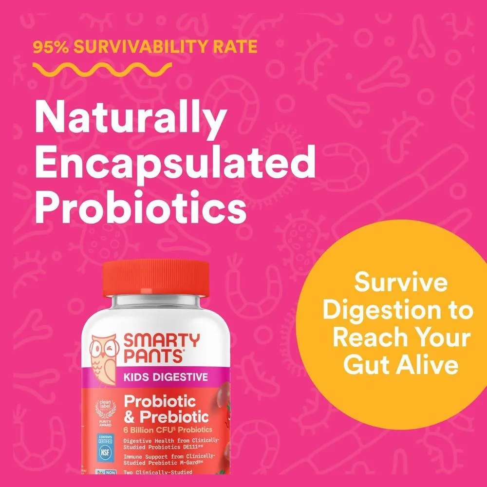 Gomitas SmartyPants Probiotic + Inmunidad para niños, apoya digestión y sistema inmune, sabor fresa, 60 piezas