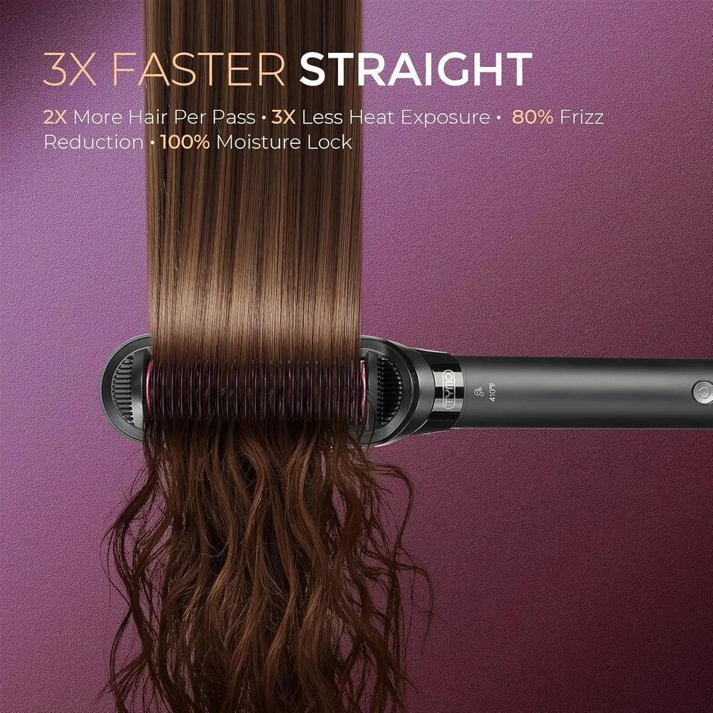 TYMO Cepillo Alisador de Pelo y Plancha 2 en 1 con Tecnología de Iones para Anti-Frizz y Alisado
