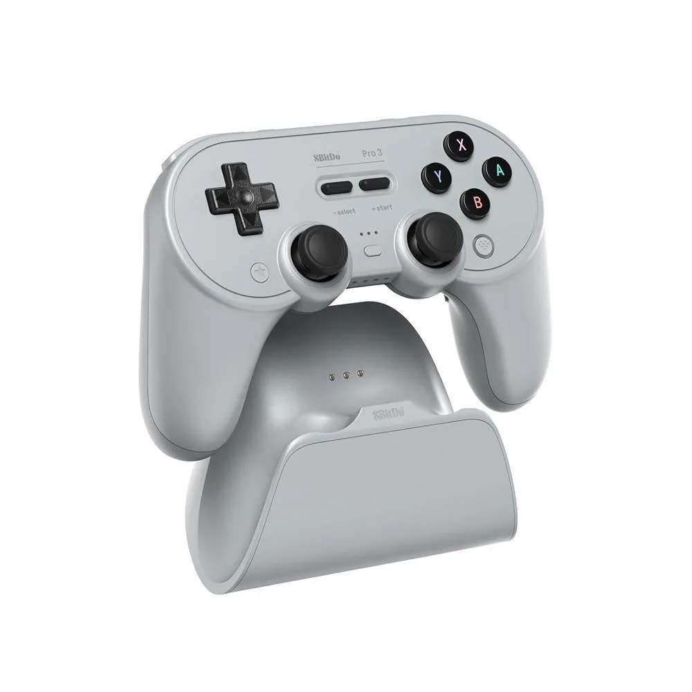 8BitDo Pro 3 Bluetooth Controller compatible con Switch, Windows, Apple y Android, con base de carga y botones intercambiables