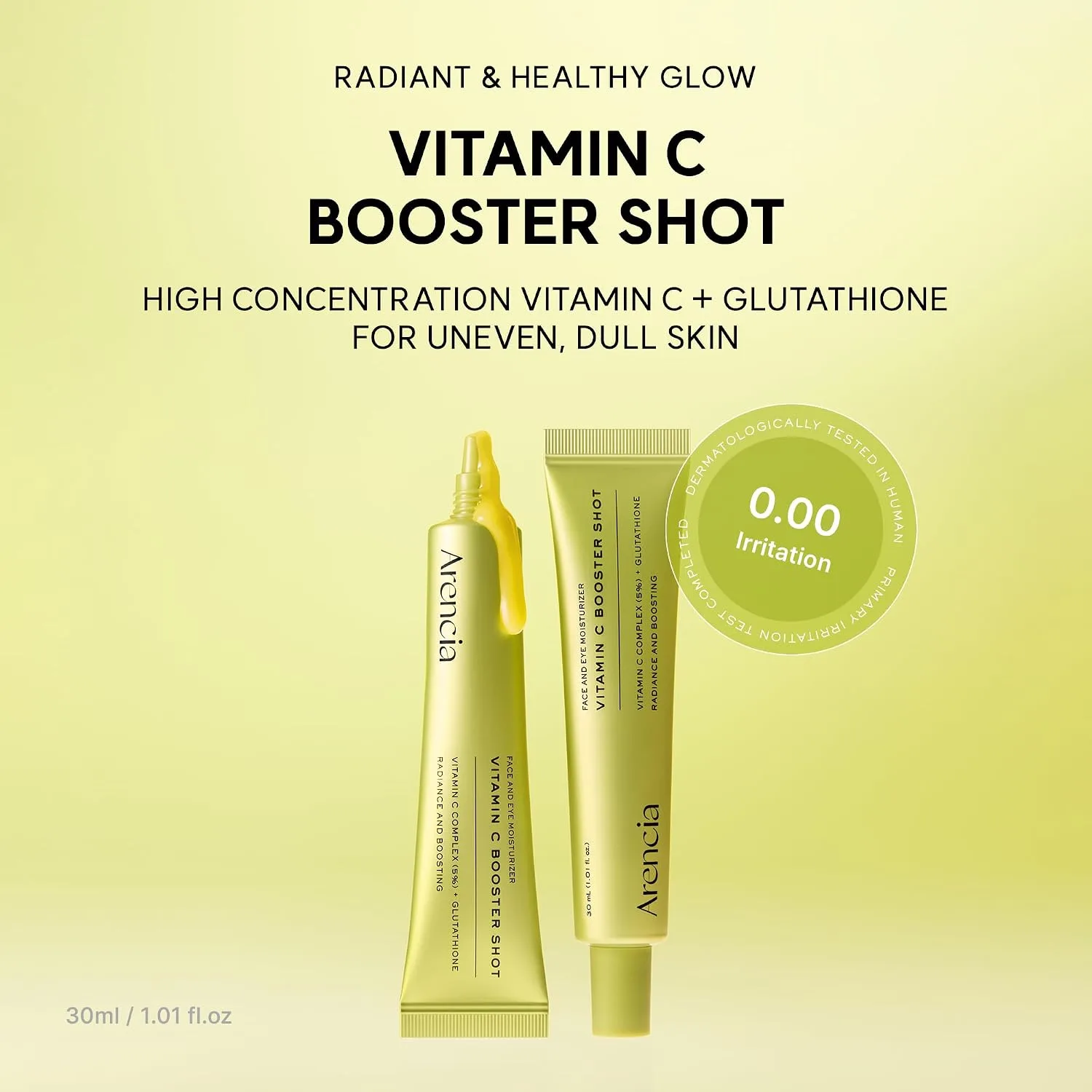 Arencia Suero de Vitamina C con Glutation, Niacinamida y Vitamina E para Piel Luminosa, Serum Facial Antioxidante Coreano, 30ml