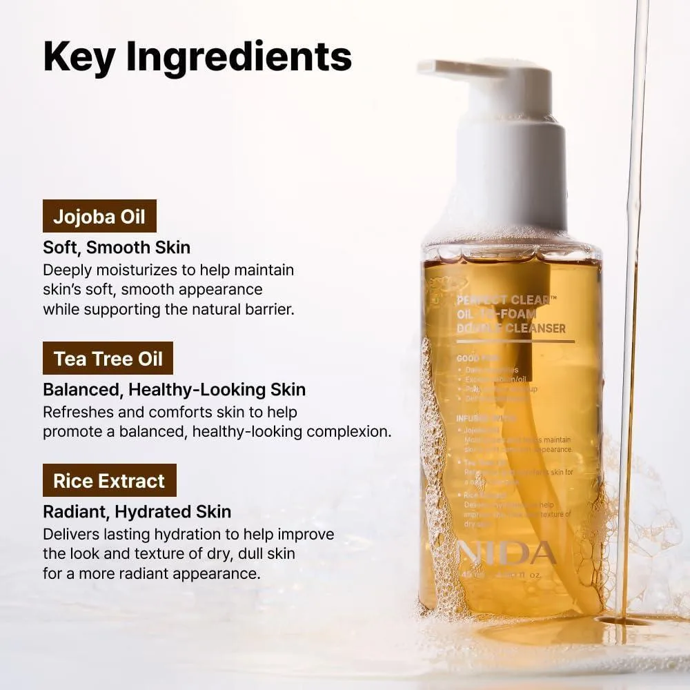 Nida Perfect Clear - Limpiador Doble 145ml Aceite De Jojoba Y Té Para Impurezas Y Sebo