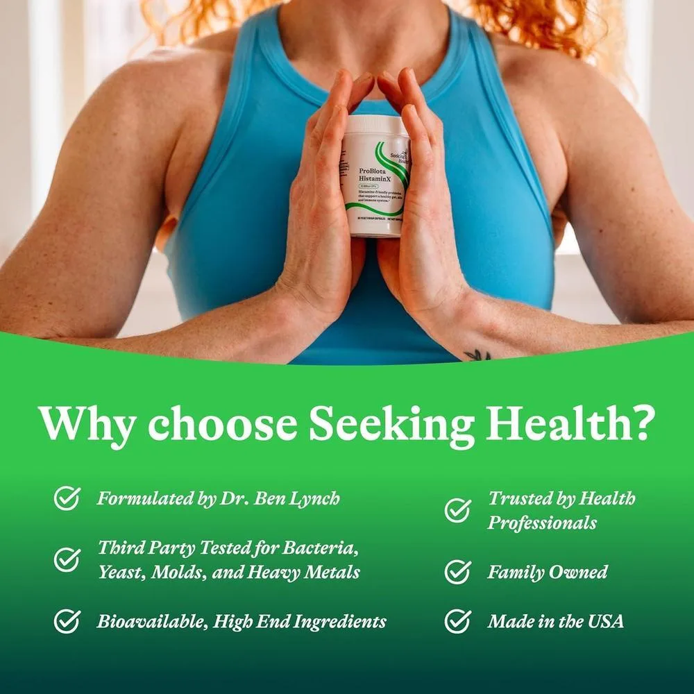 Probiótico HistaminX Seeking Health - Apoyo Digestivo e Inmunológico, 10 mil millones UFC, 60 Cápsulas Vegetarianas