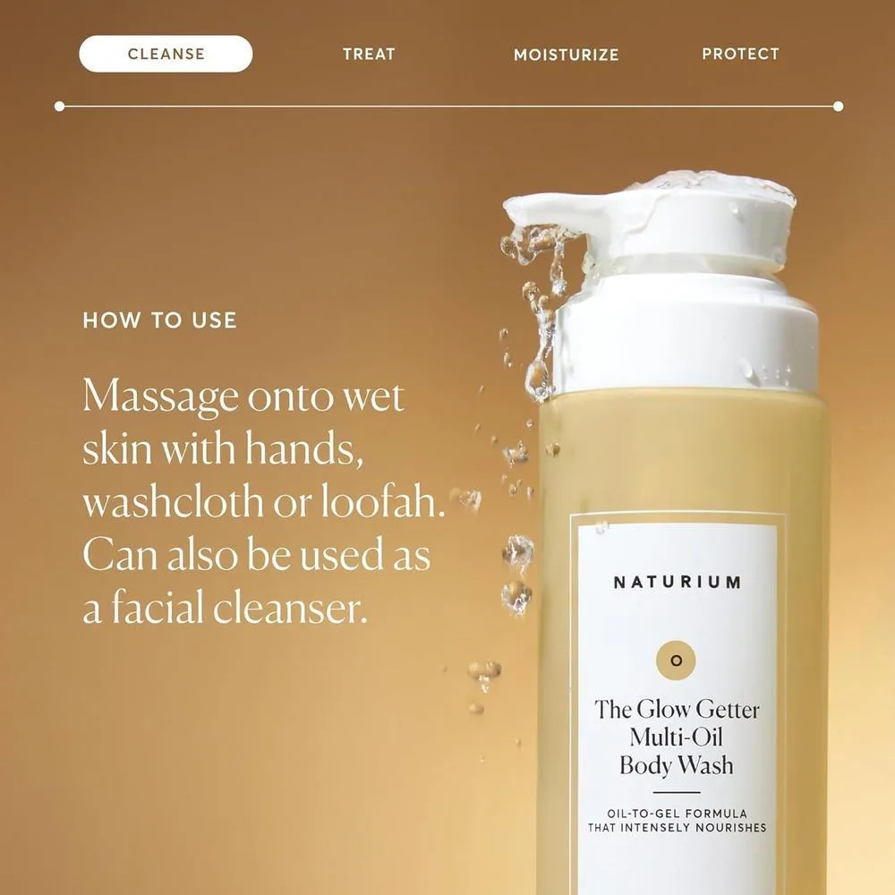 Naturium Glow Getter Gel de Ducha Corporal Hidratante Multi-Aceite, Limpiador Suave Sin Perfume