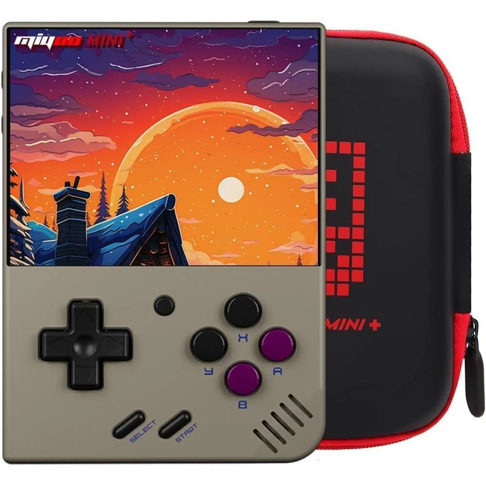 Consola Miyoo Mini Plus Gris con estuche portátil y emulador retro