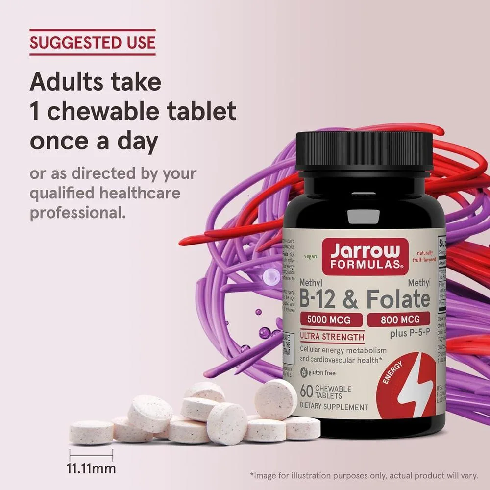 Pastillas de Metil B-12 con Folato de metilo y Piridoxal-5-fosfato para apoyo celular y cardiovascular