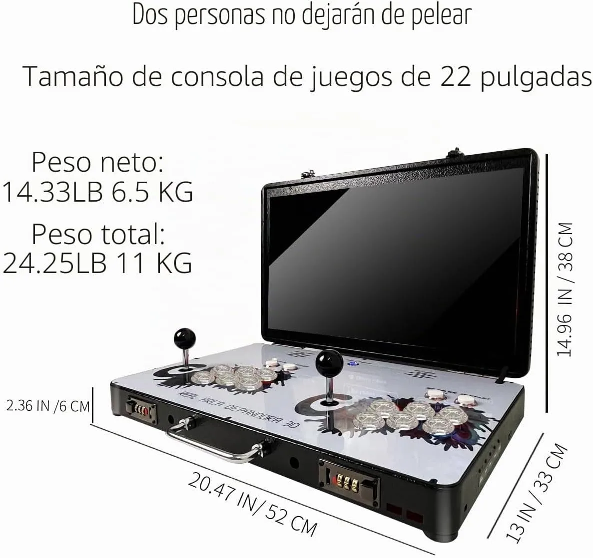 WYGaming Portable 20000 in 1 Metal Box 3D Arcade Game Console, 22 inch Screen