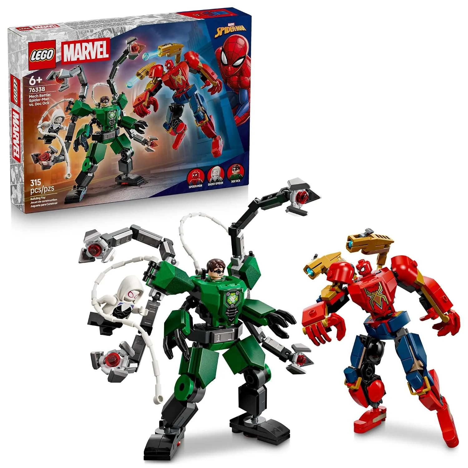 Set de construcción LEGO Marvel Mech Battle Spider-Man vs. Doc Ock 76338