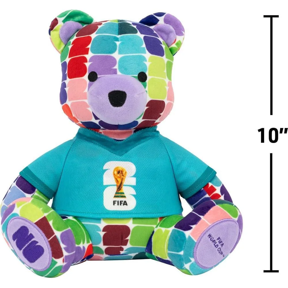 Peluche oso colorido Copa Mundial FIFA 2026, coleccionable oficial con logotipo de trofeo, desde 3 años