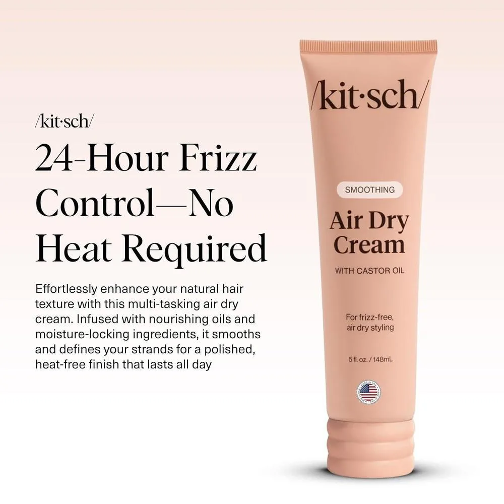 Kitsch Crema suavizante para el cabello con aceite de ricino y coco, reduce frizz, apta para cabellos finos y medios