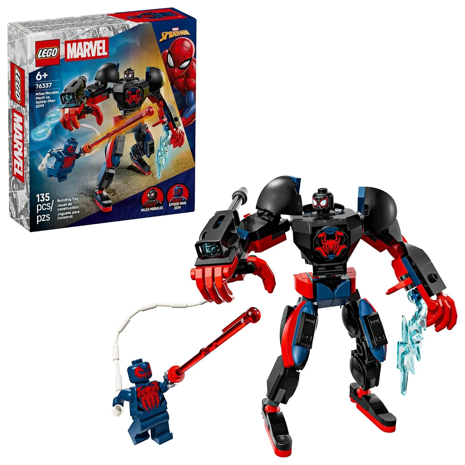 Set de construcción LEGO Marvel Miles Morales Mech vs. Spider-Man 2099 76337