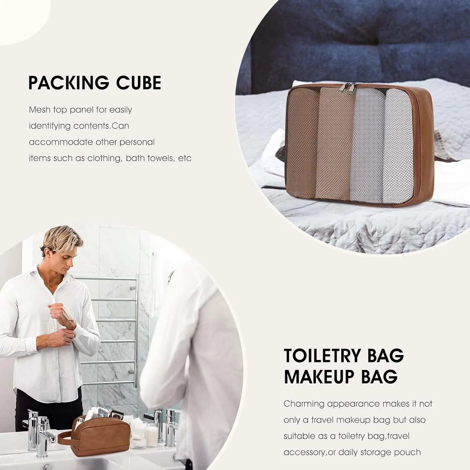 Wogarl 3PCS Faux Leather Weekender Bag for Women Men Travel Bag