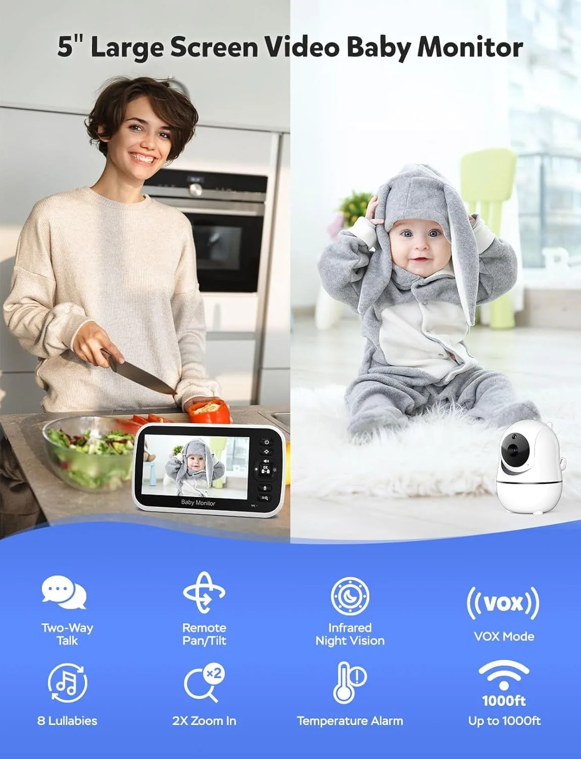 GoodBaby 5" Baby Monitor with Camera and Audio