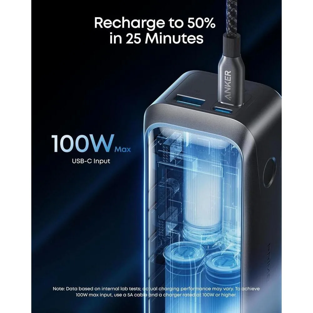 Anker Prime Power Bank con 3 puertos, 220W de salida, carga bidireccional, TSA aprobado, control de app - para MacBook, iPhone y más