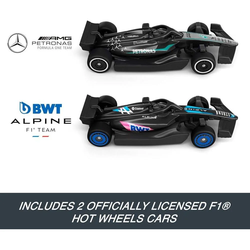 Juego de Pista Hot Wheels Racing Formula 1 con Autos a Escala para Carreras en Paralelo y Comienzo de Cuadrícula