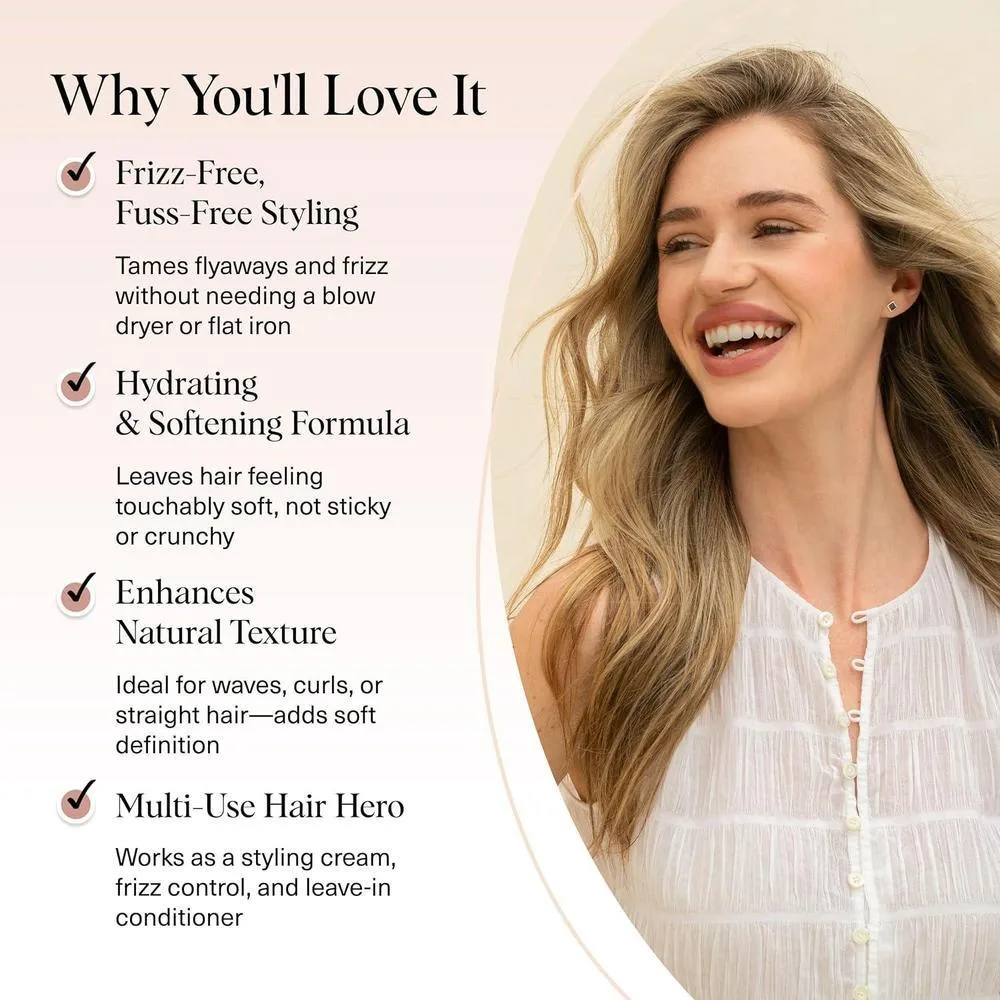 Kitsch Crema suavizante para el cabello con aceite de ricino y coco, reduce frizz, apta para cabellos finos y medios