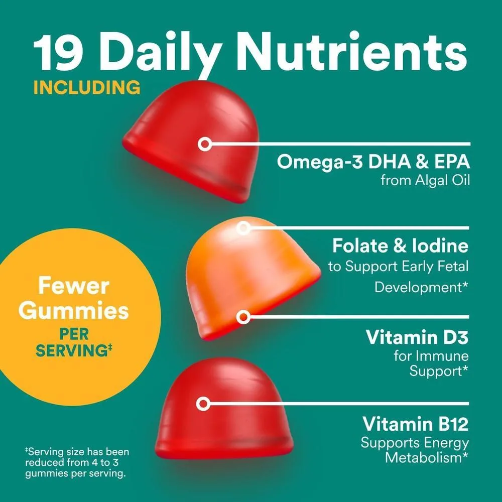SmartyPants Gomitas prenatales multivitamínicas con Omega 3 DHA/EPA, biotina, vitaminas D3, B12, A, K y zinc
