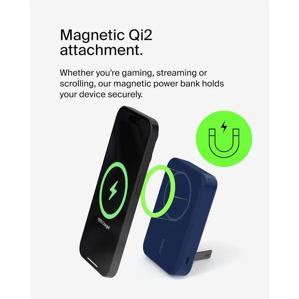 Banco de energía portátil Belkin con carga inalámbrica de 15W, MagSafe y soporte para iPhone, AirPods y Apple Watch