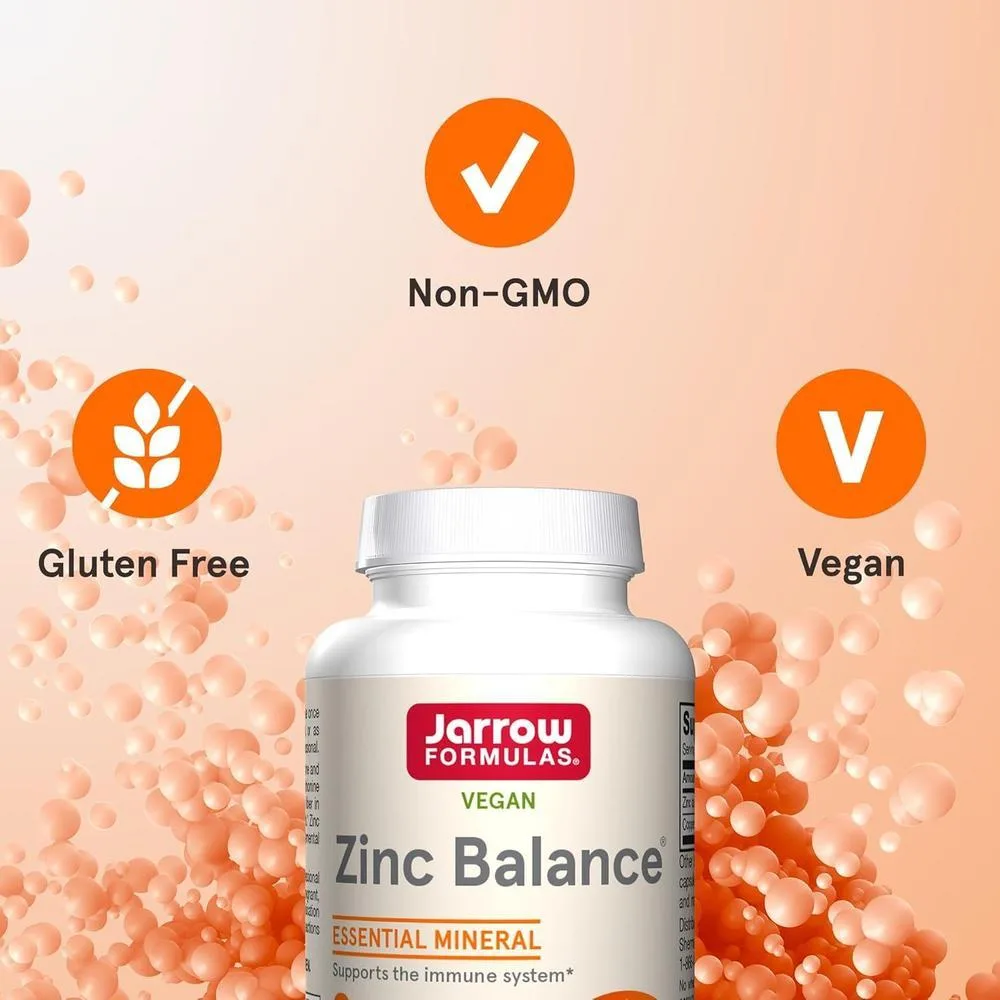 Suplemento Balance de Zinc Jarrow Formulas, con cobre para refuerzo inmunológico, 100 cápsulas, vegano y libre de alérgenos
