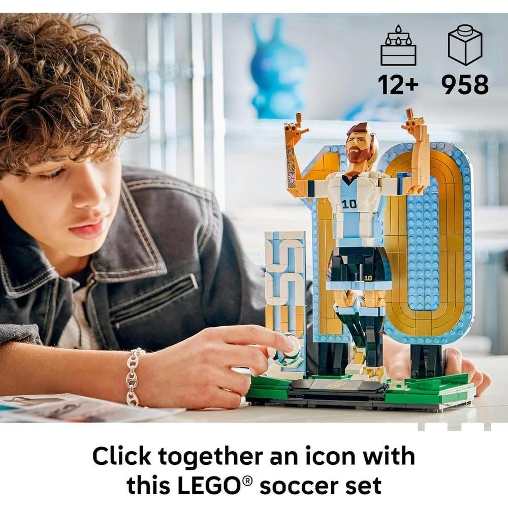 LEGO Ediciones Lionel Messi Juego de coleccionista de fútbol para niños y niñas, decoración deportiva y regalo