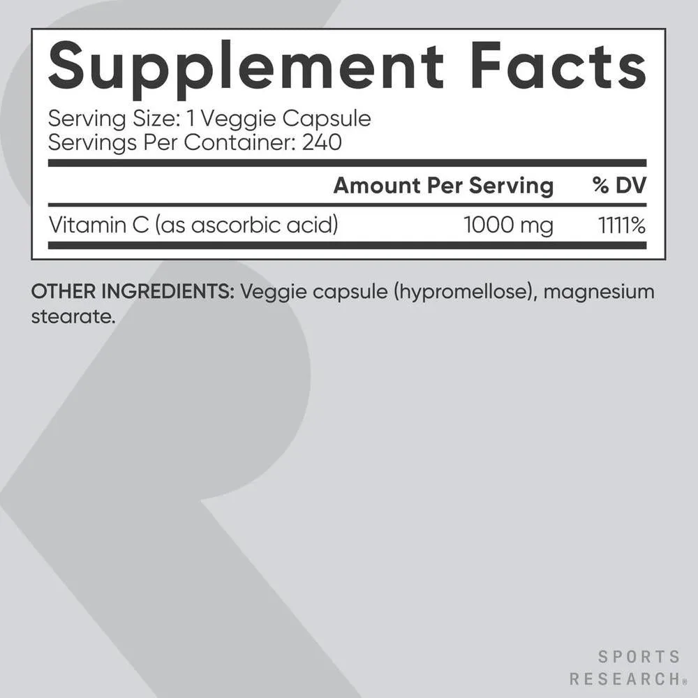 Suplemento de vitamina C de alta potencia con antioxidantes y apoyo inmunológico, cápsulas veganas sin OGM ni gluten