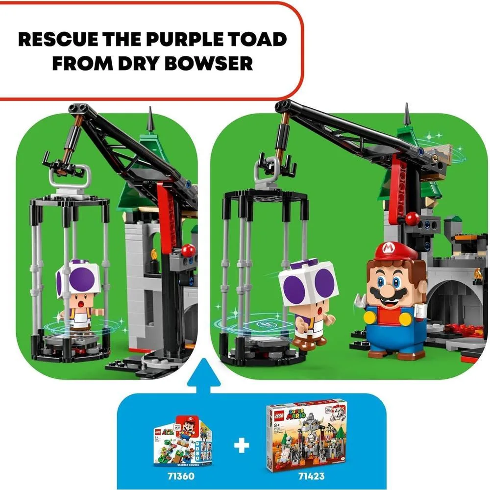 LEGO Super Mario Dry Bowser Castle Battle Set de expansión con Bowser y 4 figuras de Super Mario para niños de 8 años en adelante