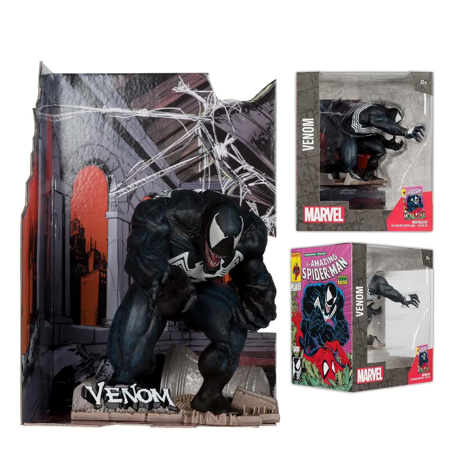 McFarlane Toys Marvel Venom Escala 1:10 con Escena (The Amazing Spider-Man #316)