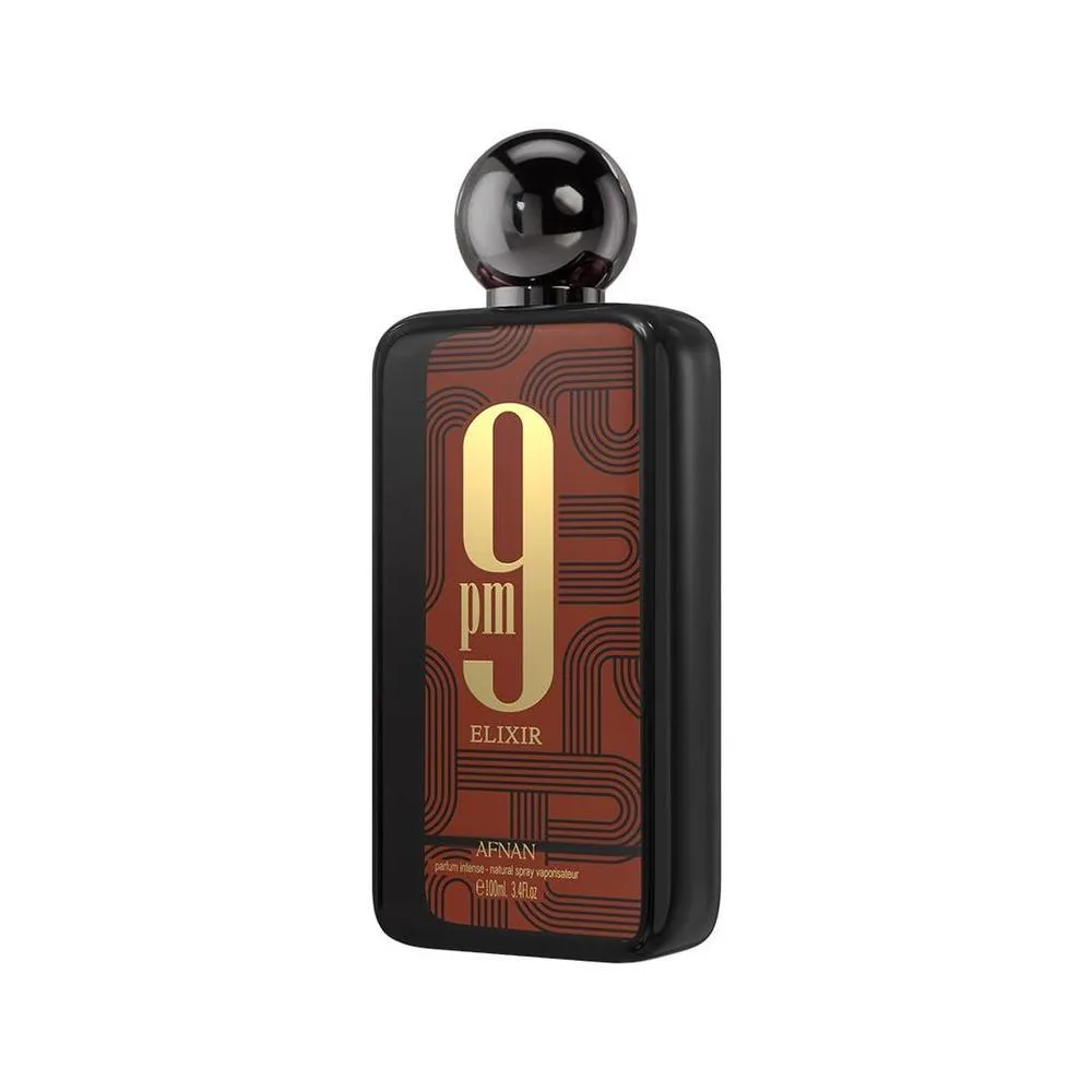 Afnan 9 PM Elixir Unisex Extrait de Parfum de larga duración con fragancia cálida picante para uso nocturno